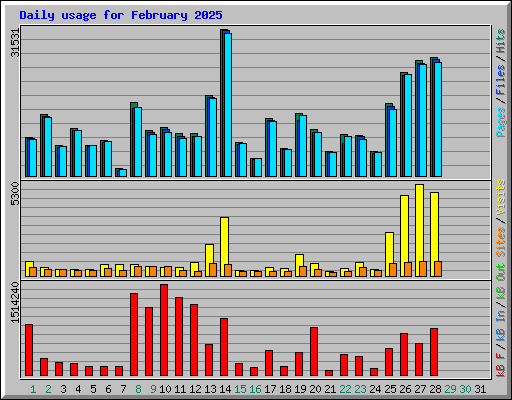 Daily usage for February 2025